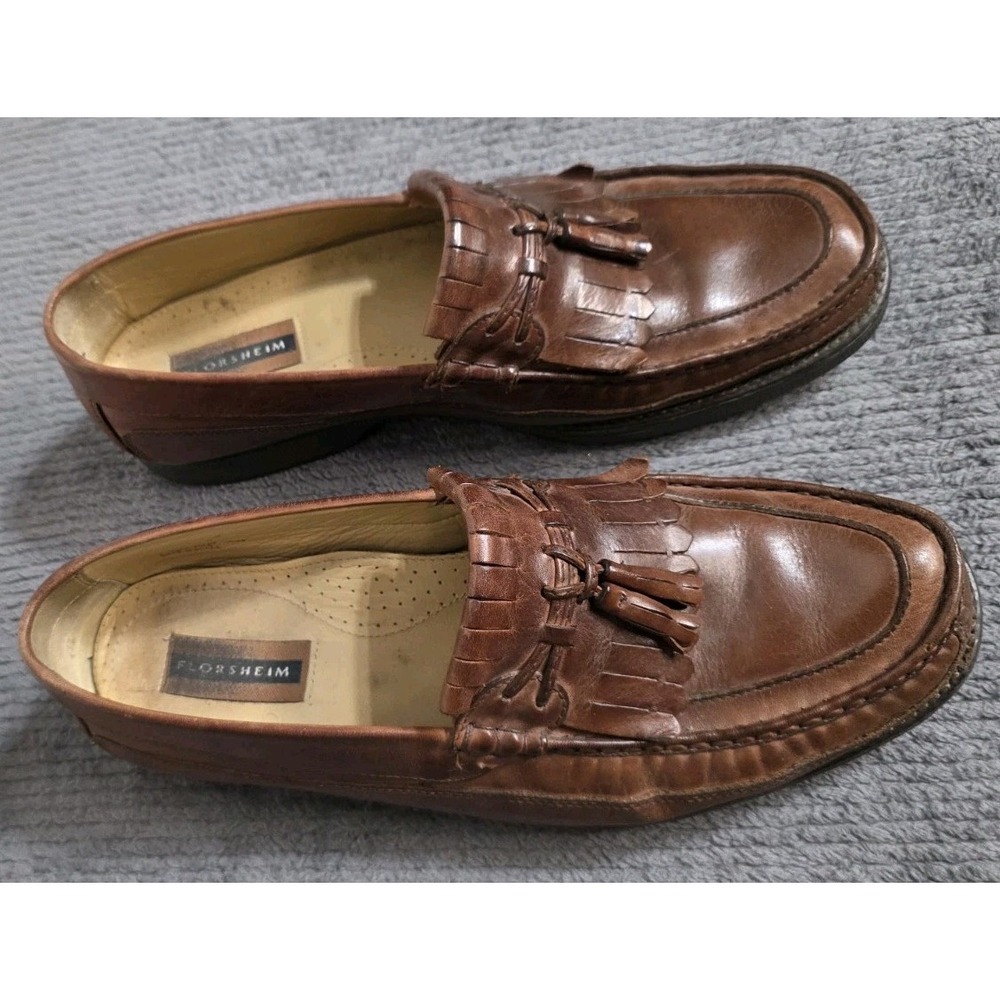 FLORSHEIM Men's 12D Brown Leather Moc Toe Tassel Kiltie Loafers 18170 Brazil